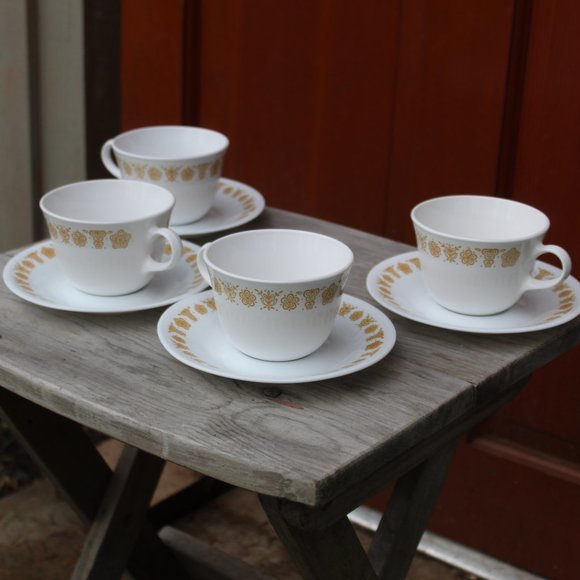 Vintage Corelle Livingware by Corning Butterfly Gold Cups and Saucers Se… - Picture 2 of 10